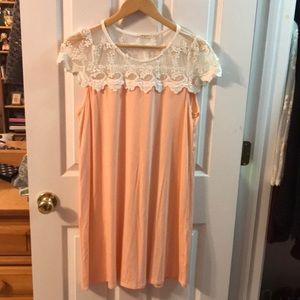12PM by Mon Ami Light Coral Dress with Lace Top